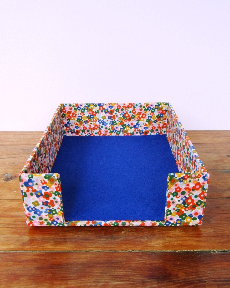 Fabric Wrapped Paper Tray/Inbox for Office, Studio,  or Dorm