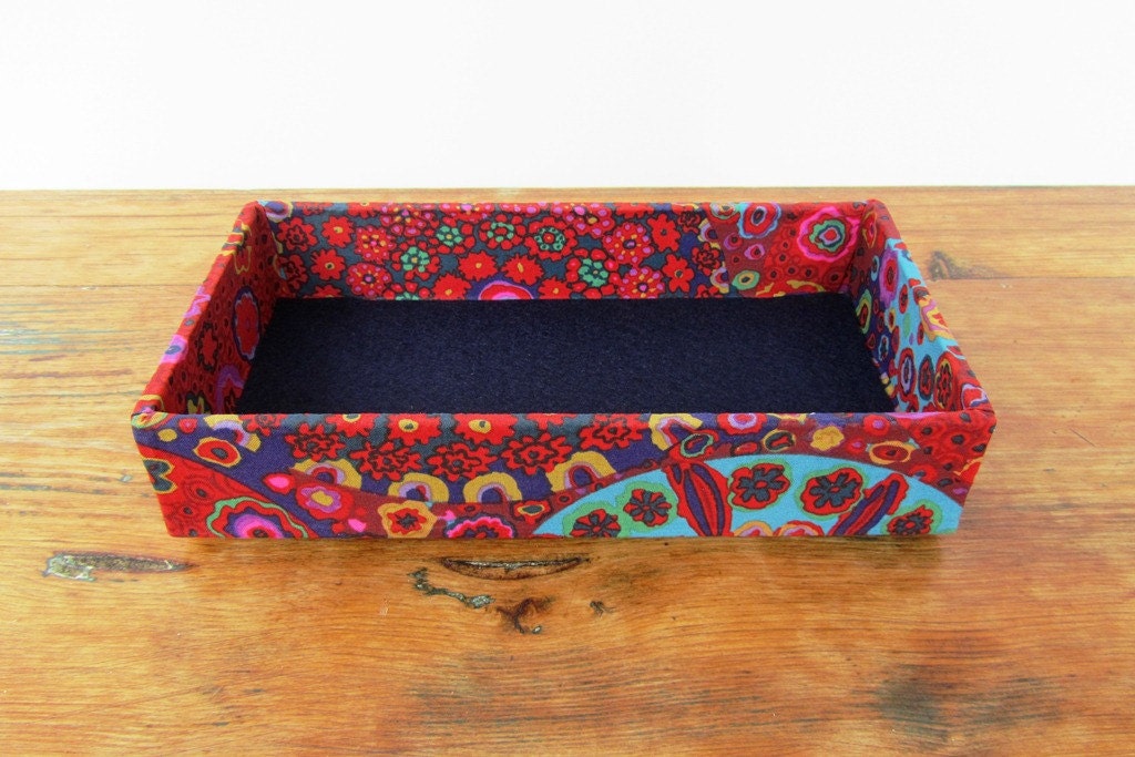 Fabric Wrapped Pencil Tray, Desk Organizer, Accessories Tray for Desktop in an Office, Studio, or Dorm Room