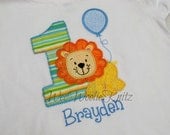 Boys Lion and Balloon Birthday Shirt Personalized Embroidered Applique Circus Zoo 1st 2nd 3rd Girls