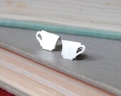 Fancy Teacup Silver Earrings