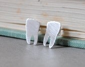 Silver Teeth Post Earrings