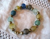 Cat collar with hand made African glass beads.  SAFE