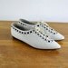 vintage shoes, 1980's leather winklepicker pointed lace up dotted oxfords, 7.5, 38
