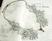 lace peter pan collar necklace -ANGELA- pale grey