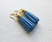 Blue Tassel Earrings - Fringe Jewelry
