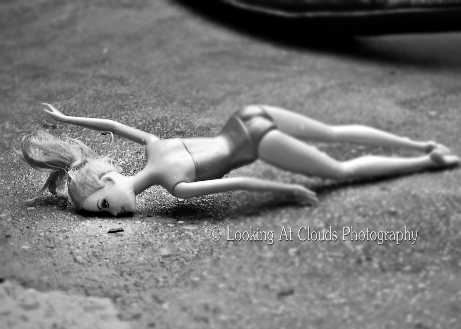 Barbie's Bad Day arty black and white 5x7 art photo with  humor