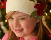 Knit Ear Warmer Headband for Winter, Skiing, with Felt Roses Il_170x135