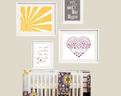 Nursery Art - You Are My Sunshine Melrose Set 8x10 and 5x7 - Eclectic style Toddler Girl Nursery Wall Art - YassisPlace