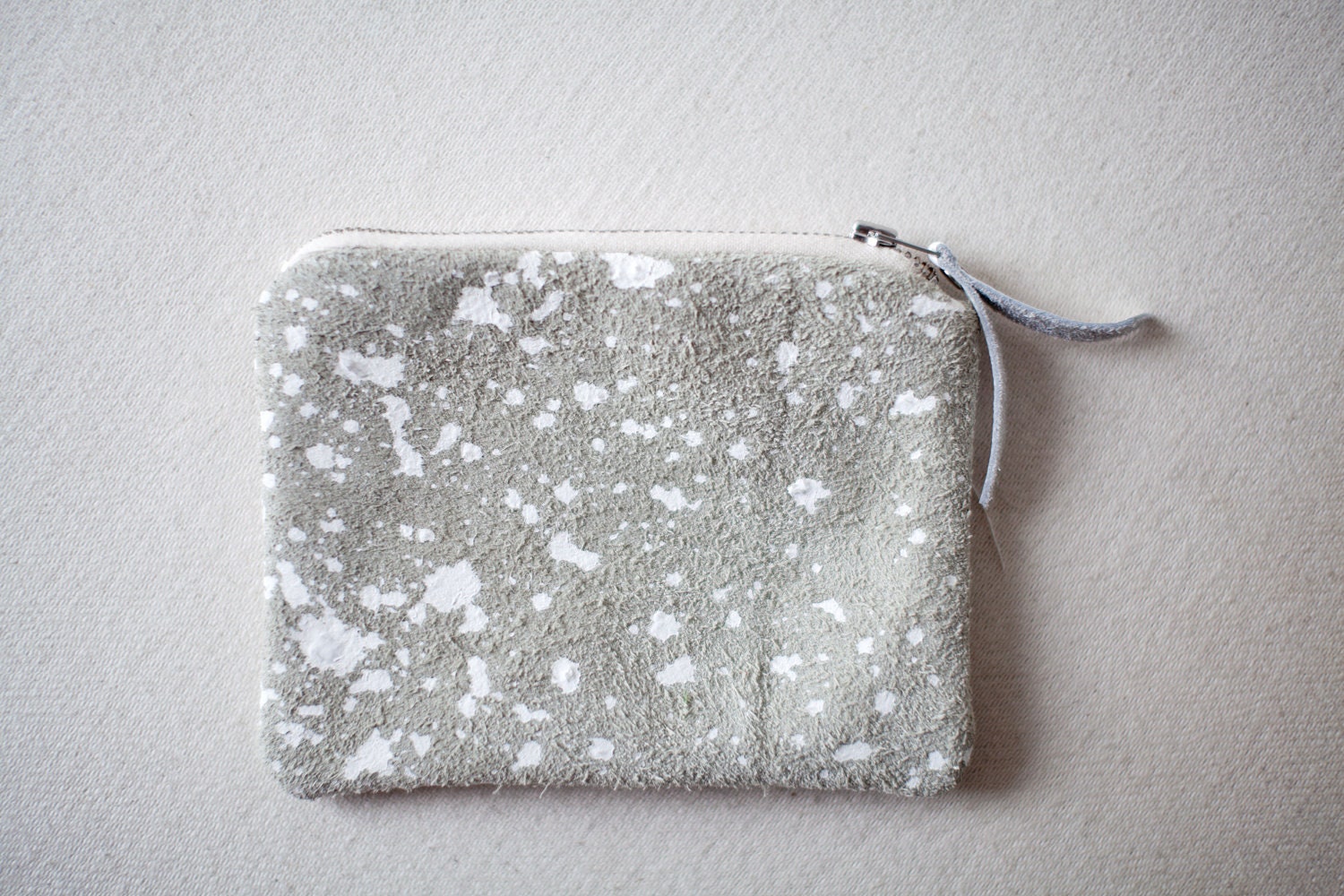 Splatter Leather-Suede zipper coin purse No. SCP-101