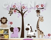 Children Wall Decals - Safari Set with Zebra, Lion, Giraffe and Elephant - Wall Stickers PLSF011
