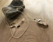 Mountain stone eco necklace with fine silver - rough, rugged and organic feel, eco jewelry
