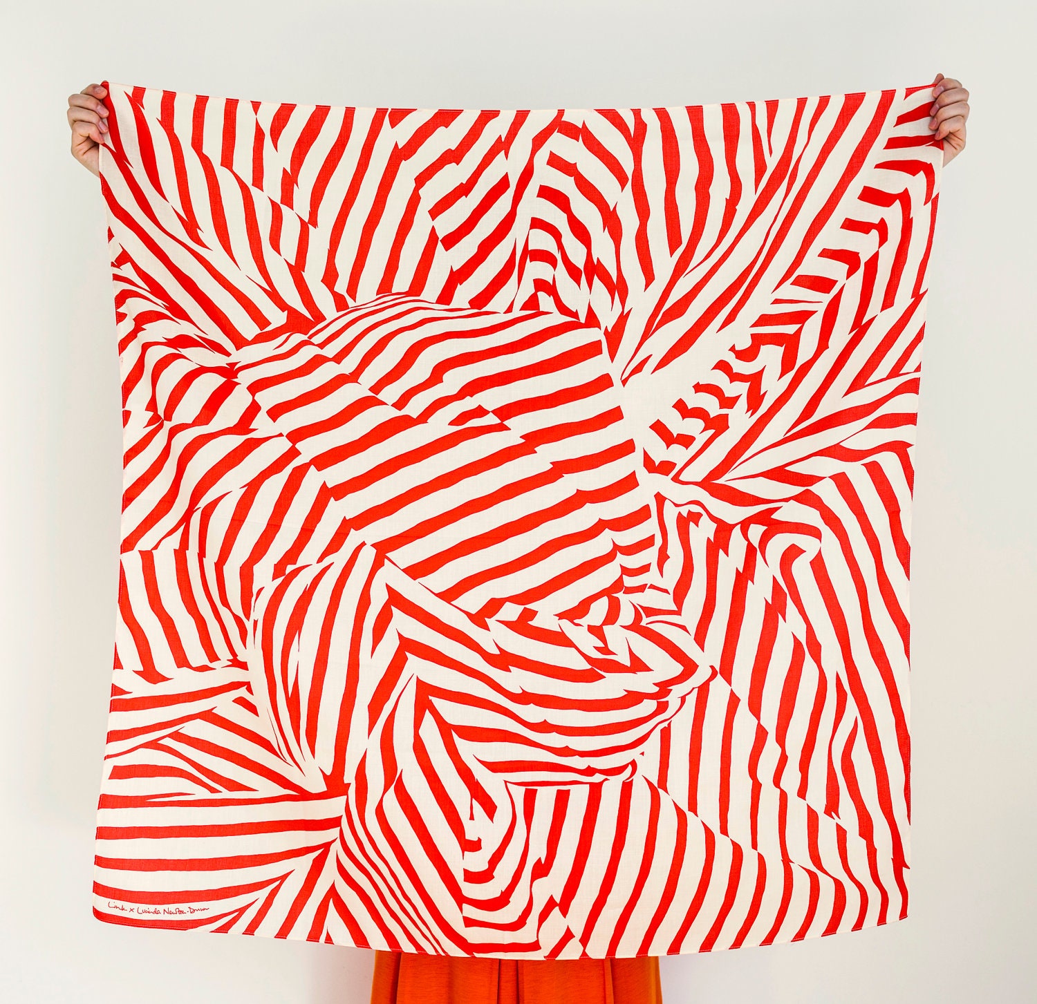 Red Stripe Furoshiki. "Furoshiki" Japanese multi wrapping cloth and scarf.