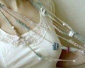 Pastel Fiber Necklace with 4 strings and metal chain