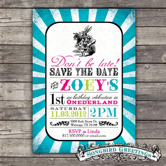 DIY Printable alice in wonderland birthday invitation--customizable Il_570xn