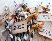 New Years Swizzle Straws and Tags - Set of 12