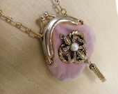 Pink Velvet Coin Purse - Upcycled Vintage Necklace