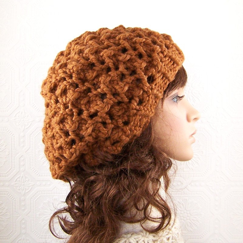Hand knit hat - color choice or hazelnut - accessories Winter Fashion handmade by Sandy Coastal Designs