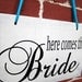 10" x 16" Wooden Wedding Sign: Double Sided here comes the bride & and they lived happily ever after