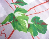 Vintage Wilendur Napkin - Printed Fabric for Upcycling- Grape Leaf & Vines on Lattice