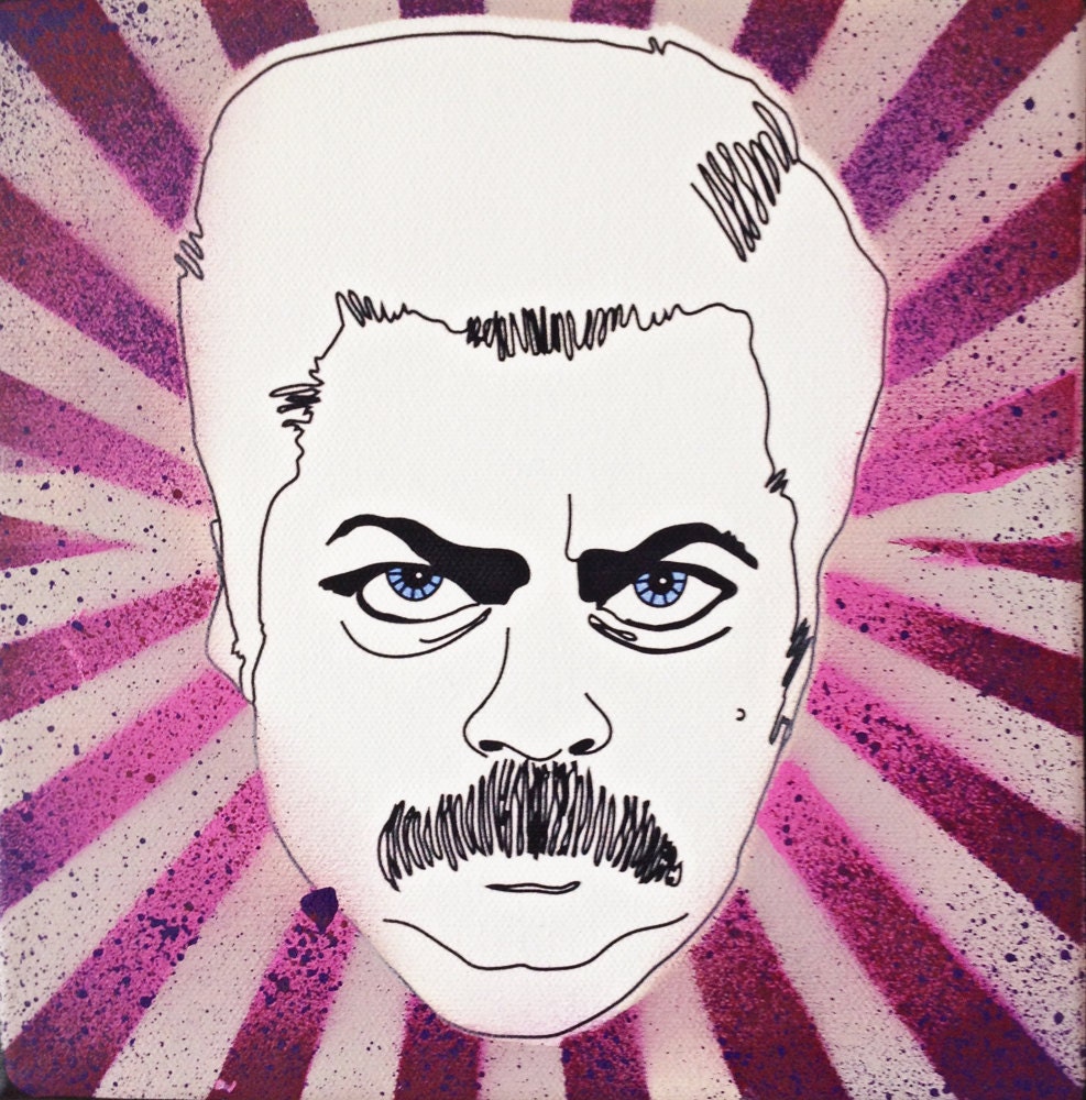 Ron Swanson - Pink Princess  - Parks and Recreation - Painting