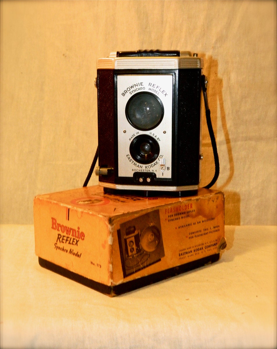 Kodak Brownie Reflex Synchro Box Camera in original packaging