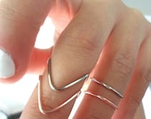 Set of 2 stackable Chevron Knuckle Rings Rose Gold and Titanium Silver- Stackable Midi Rings