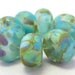 mystical mermaid.... SRA handmade, etched earthy blues, greens and lavender set of  lampwork beads for making jewelry MaDE to oRDer