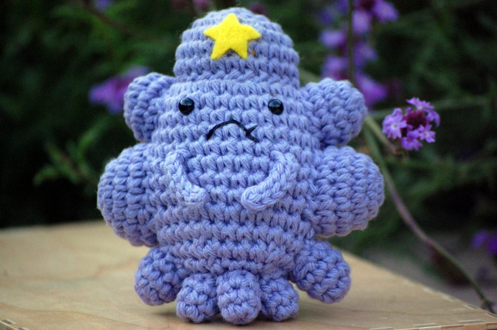 Custom Order for Morgan Lumpy Space Princess, Finn and Jake Amigurumi, Crocheted lavender Adventure Time character