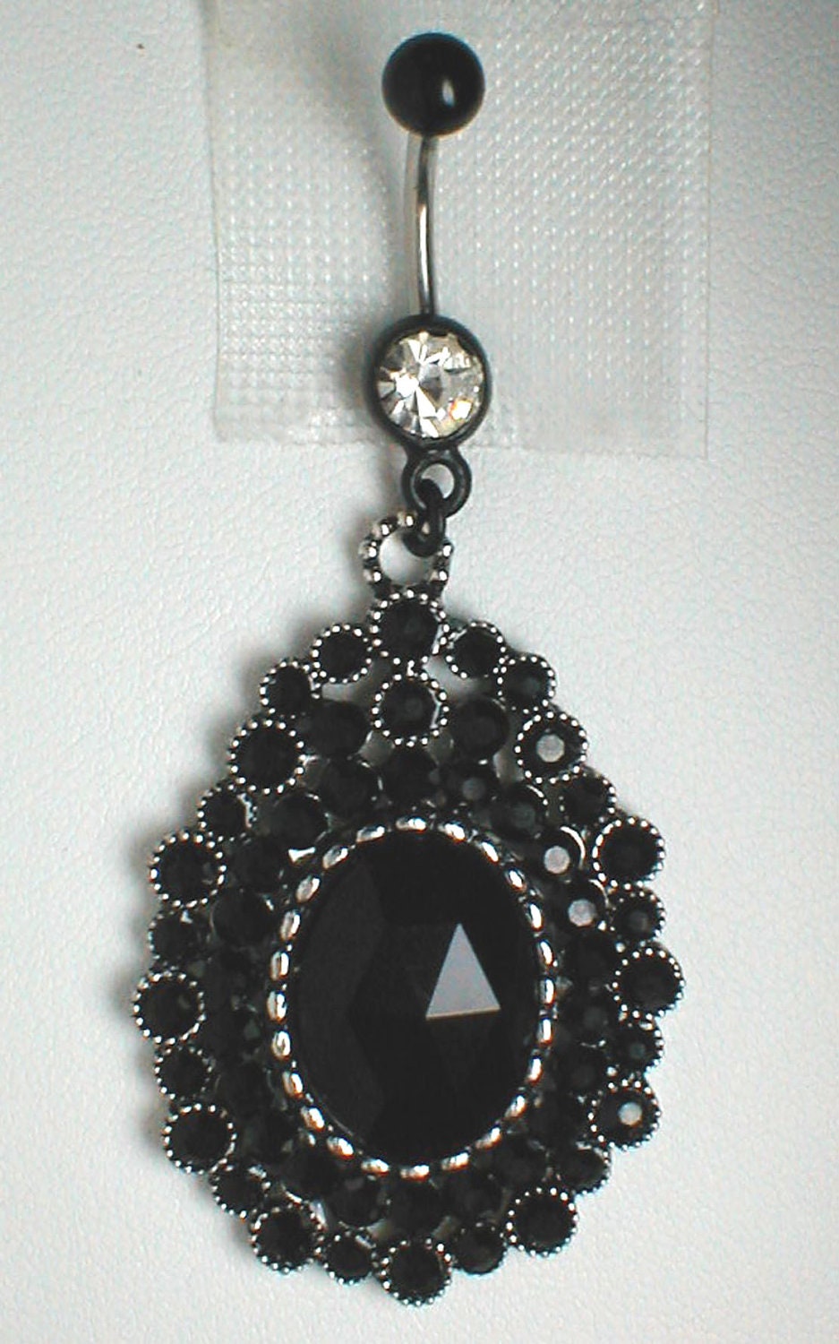 Unique Belly Ring - Black Pendant