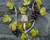 Tole Candle Sconce. Grapes & Leaves. Made in Italy. Vintage 1950s.