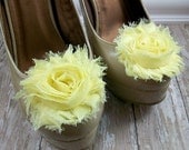 Shabby Chic Rose SHOE CLIPS in Light Yellow (many colors available) Flower Shoe Clips