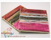 Hand Painted Tile Coaster, Spoon Rest, Trivet, Tile Art. OOAK.