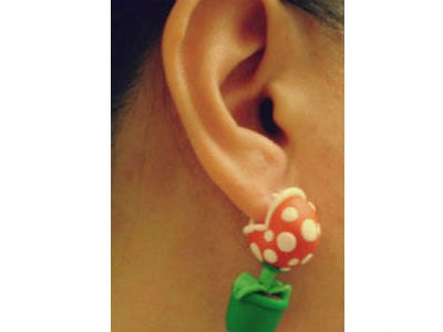 GUO GUO'S- Handmade polymer clay Super Mario Youch Piranha Ear stud/Earrings, made to order