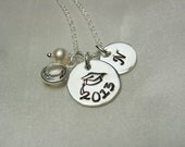 Personalized Necklace - Graduation Necklace - Monogram Birthstone Necklace