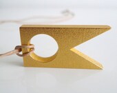Cicle on Triangle Stainless Steel bathed in Gold Pendant