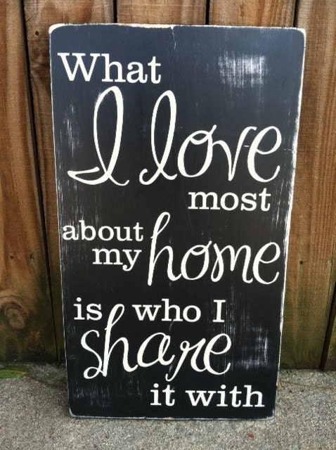 What I Love Most About My Home - Subway Wall Art Sign - IN STOCK (Black with White Text only) -11"X20"