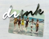 Drink Mirror Fridge Magnet, typography, text