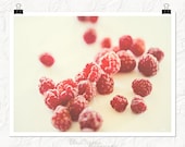Food photography - Kitchen Print - Kitchen Decor - Raspberries Picture - Pink - Cream - Shabby Chic Kitchen Decor - Fruit Photograph