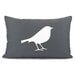 Bird pillow cover - White bird silhouette - Modern home decor - Bird throw pillow case in charcoal and white - 12x18 lumbar pillow cover