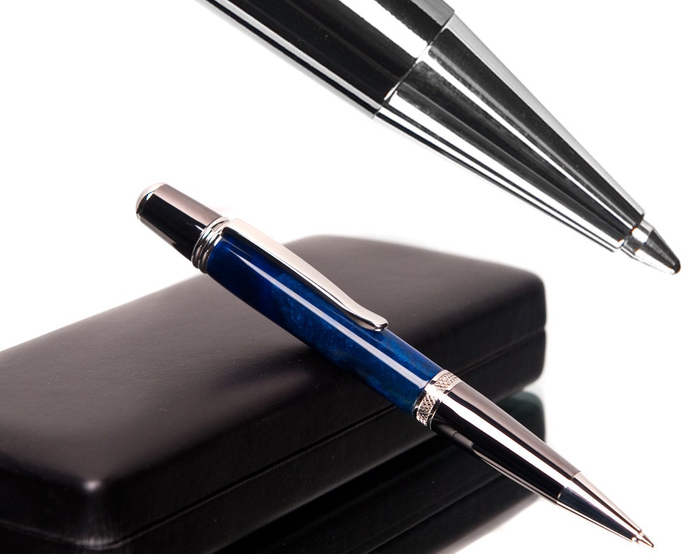 ON SPECIAL TODAY Handmade Blue Ballpoint Pen - Hand cast, shaped and assembled