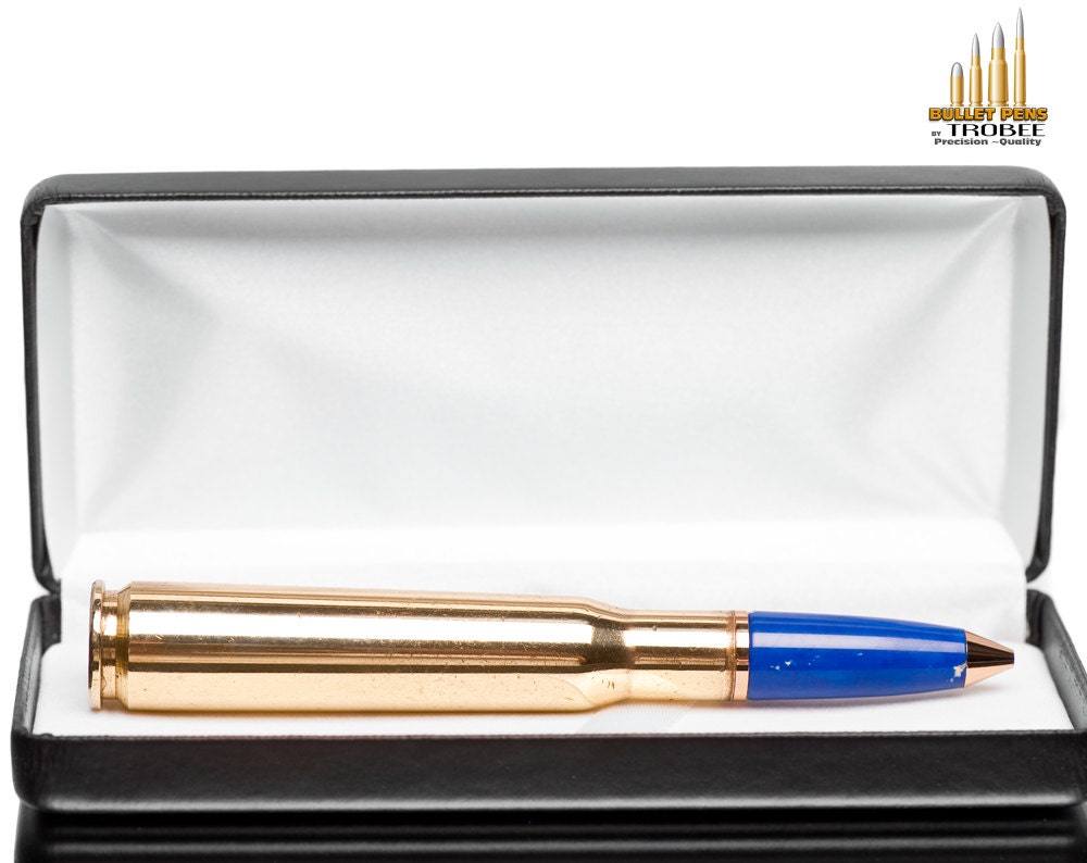 Bullet Pen - 50 caliber with blue lapis, gift for hunter or military