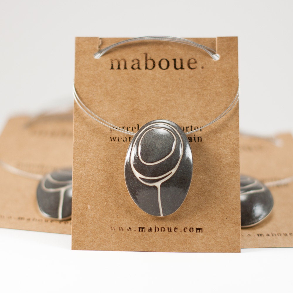 Growing On You in Taupe - Oval Porcelain necklace