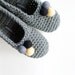 Grey Crochet Slippers With Hand Felted Pom Pom for Women