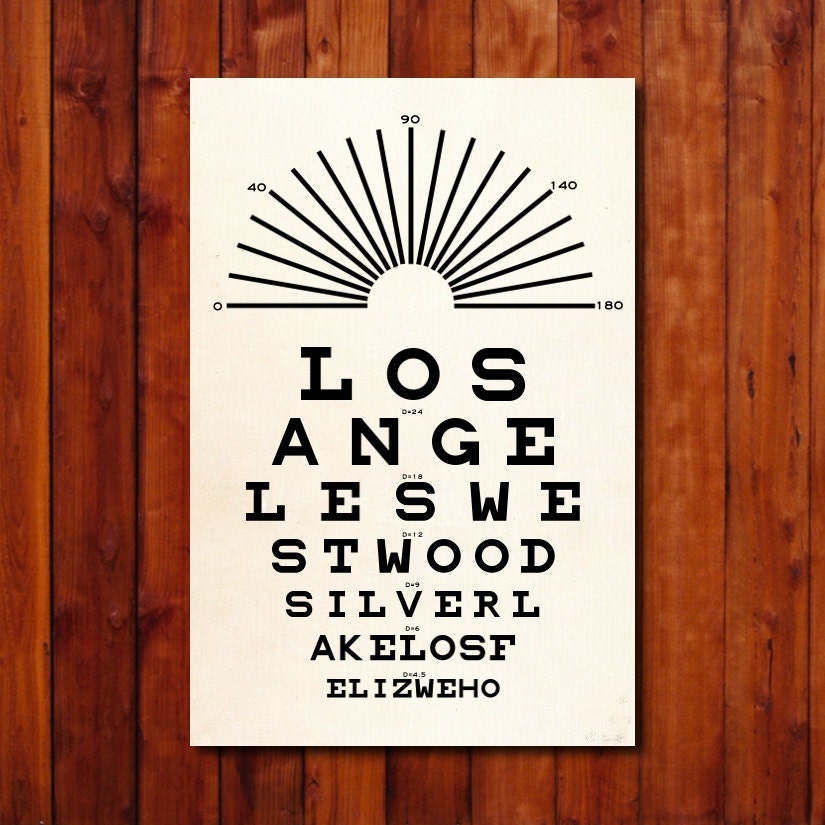 Los Angeles - Eye Chart - Typography Poster - Home Decor - Gift - Modern Print - 12x18