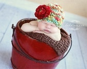 Newborn Hat, Heirloom Quality, For Photo Prop or Gift, Made With My Own, Super Bulky Handspun Art Yarn