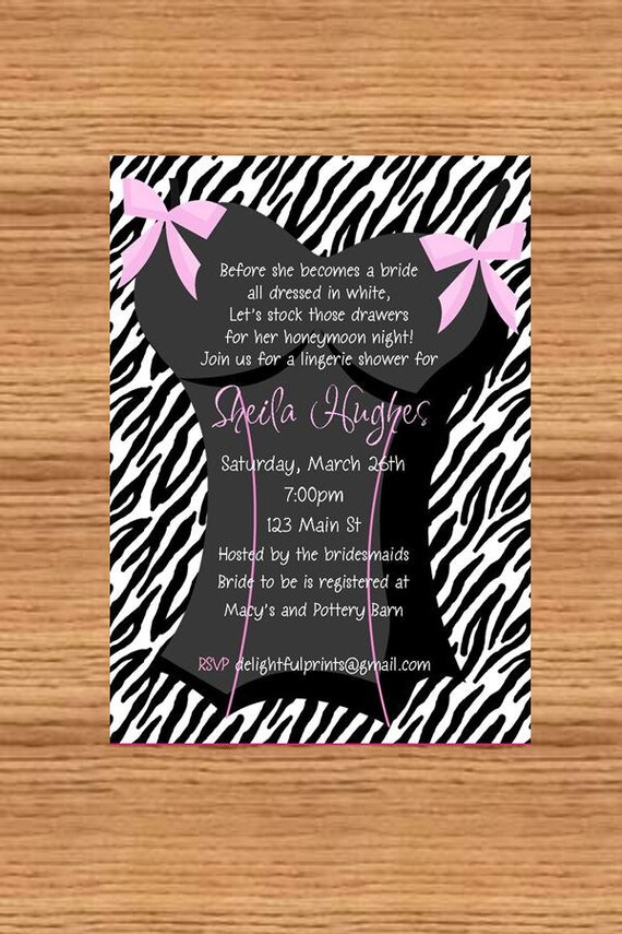 Lingerie bridal shower invitation animal print...DIY you print custom photo card by delightfulprints Il_570xn