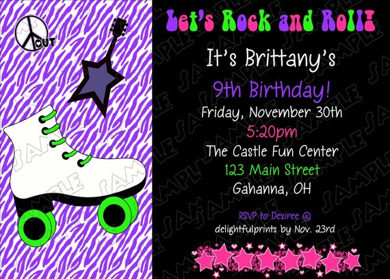 Skate party any color combination...DIY you print custom photo card by delightfulprints Il_570xn
