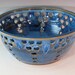 Blue Fruit Bowl With Cutout Hearts And Trimmed Bottom