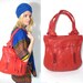 Lipstick Red Leather and Snakeskin 80s Large Purse. Made in Italy.