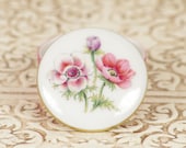 Vintage Porcelain Trinket Box with Pink Floral Details - Chamart France - Limoges France